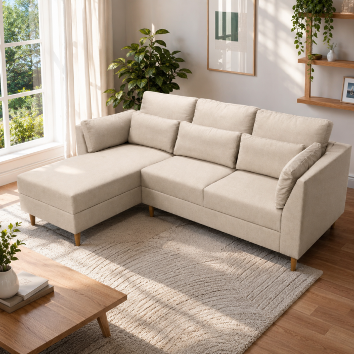 Sof&aacute; Esquinero Moscou beige claro - Imagen 1