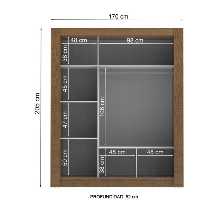 Ropero 3 puertas Roma Itauba 9003 - Imagen 3