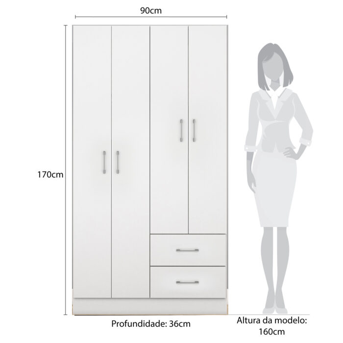 Ropero 4 puertas Panamá Blanco (RP4020) - Imagen 3