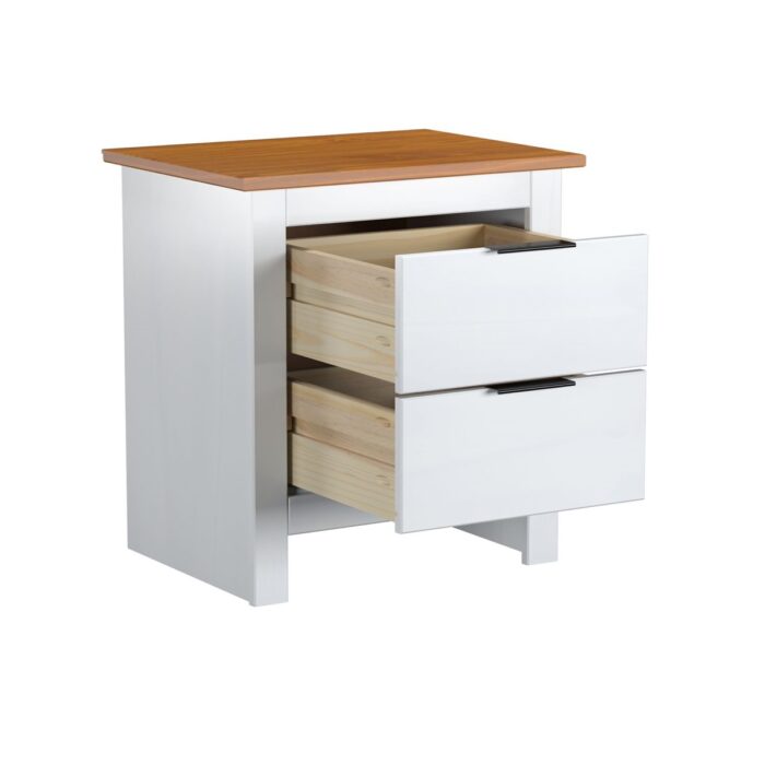 Mesa de Luz 2 cajones Boston Blanca (1490) - Imagen 2