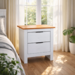 Mesa de Luz 2 cajones Boston Blanca (1490)