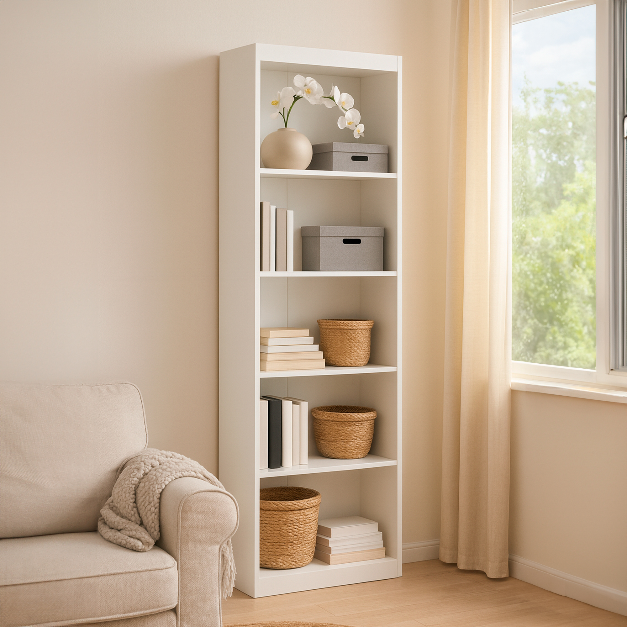 Blanca_03 Biblioteca 4 estantes Blanca (Cod.150) - Imagen 1