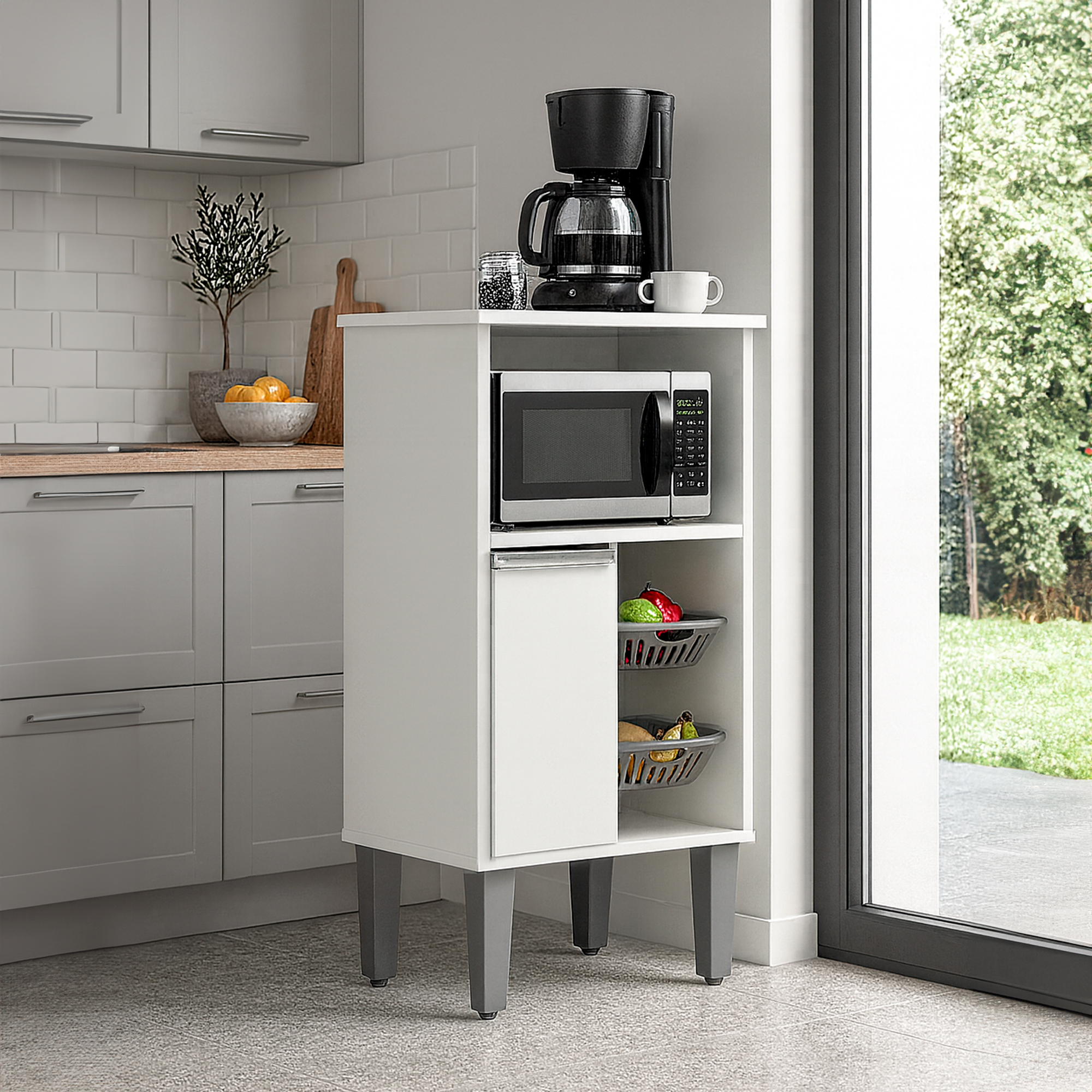 Blanco_04 Mueble Armario De Cocina Multiuso Con Frutero (Cod.497) - Imagen 1