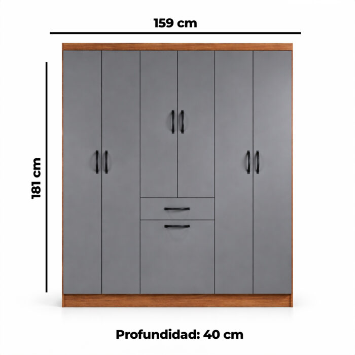 Ropero Laguna 6 puertas 2 cajones (UY9618) - Imagen 3