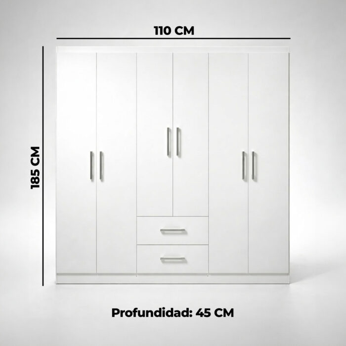 Ropero 6 puertas 2 cajones (cod. 1127) - Imagen 3