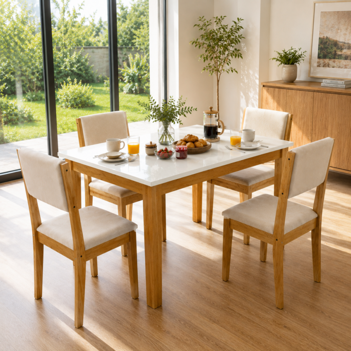 Juego de Comedor Miami White 4 Sillas Rectangular - Imagen 1